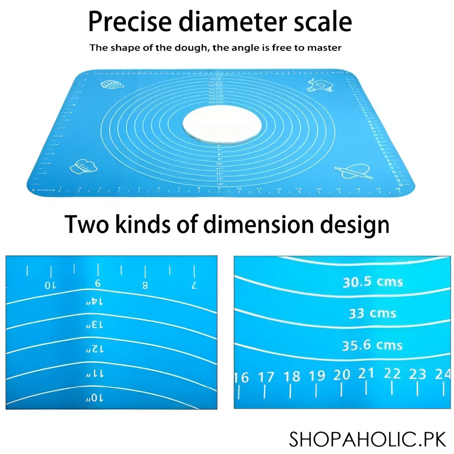Silicone Baking Roti Mat With Measurements Heat Resistant | Non Stick Flour Rolling Mat | Baking Kneading Dough Pad Aurelianmart