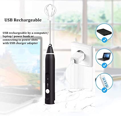 Rechargeable Electric Coffee Mixer Egg Beater Quick Frothing Action Aurelianmart