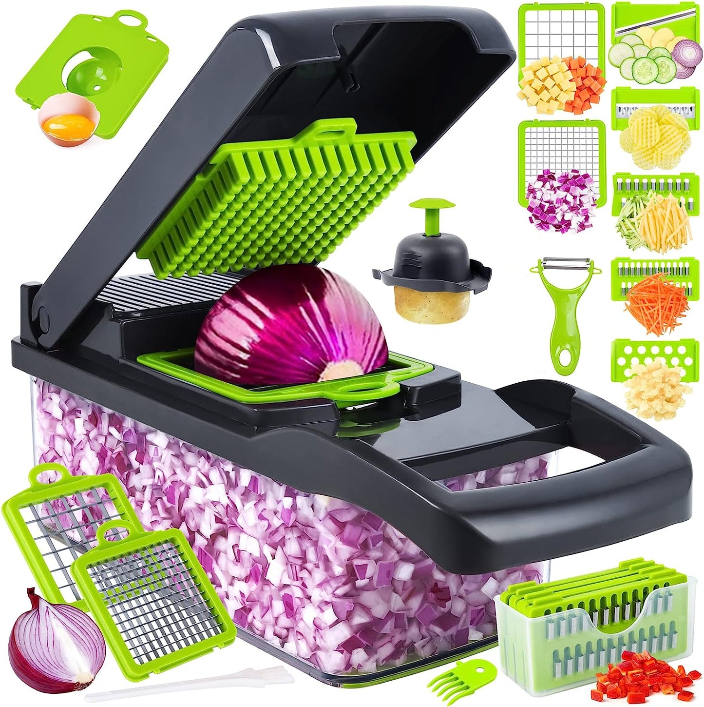 16 in 1 Multifunctional Vegetable Slicer Cutter Shredders Slicer With Basket Fruit Potato Chopper Carrot Grater Aurelianmart