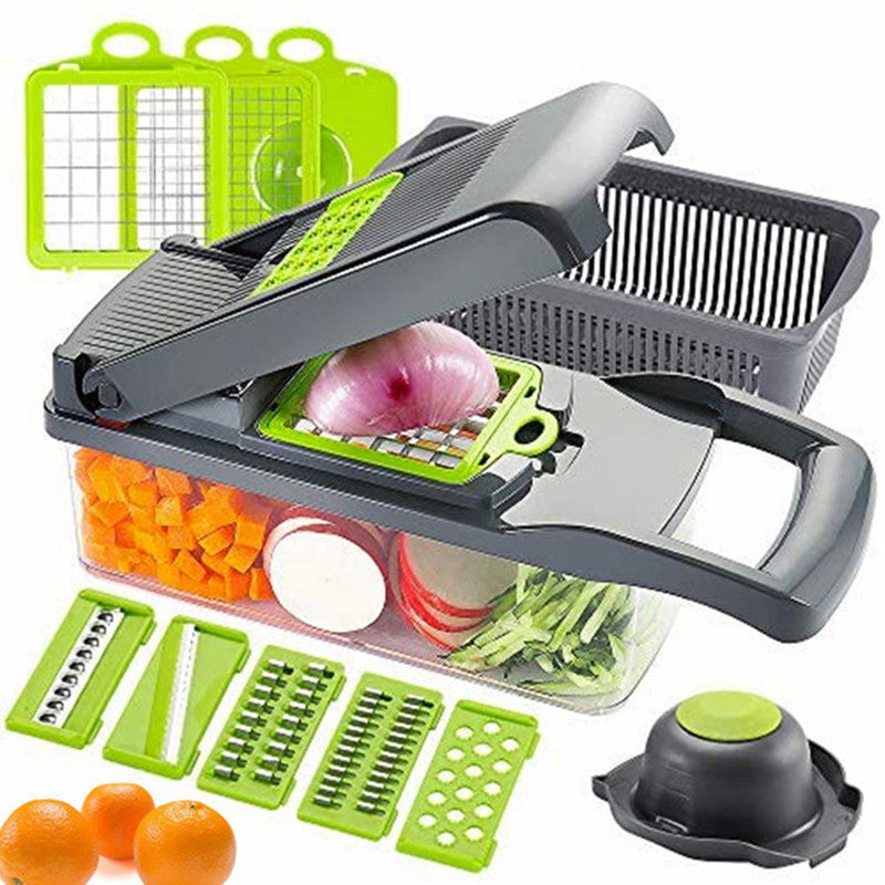 16 in 1 Multifunctional Vegetable Slicer Cutter Shredders Slicer With Basket Fruit Potato Chopper Carrot Grater Aurelianmart